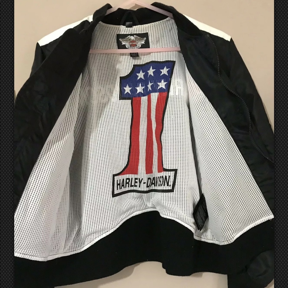 SOLD Harley-Davidson Black Bomber Jacket Nylon S - Picture 3 of 4